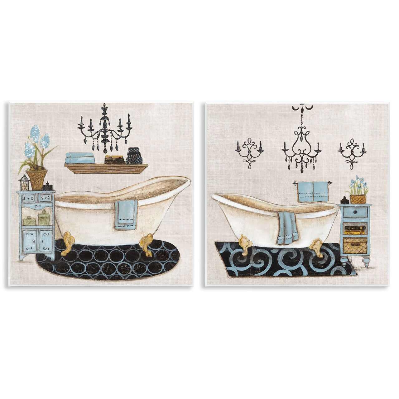 Stupell Industries Blue Relaxation Bathroom 2 Piece Wall Plaque Art Set, design by Janet Tava